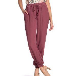 Vince Camuto Drawstring Waist Smocked Ankle Pull-On Pants, Summer Rose, Size XL